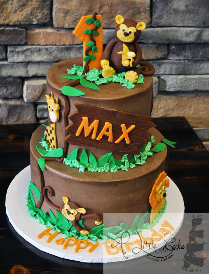 Jungle Themed 1st Birthday Cake