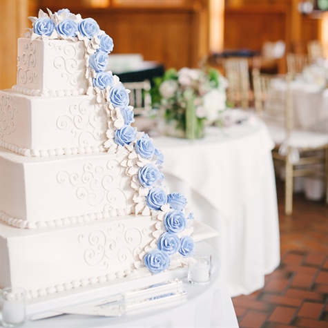 Light Blue and White Wedding Cake