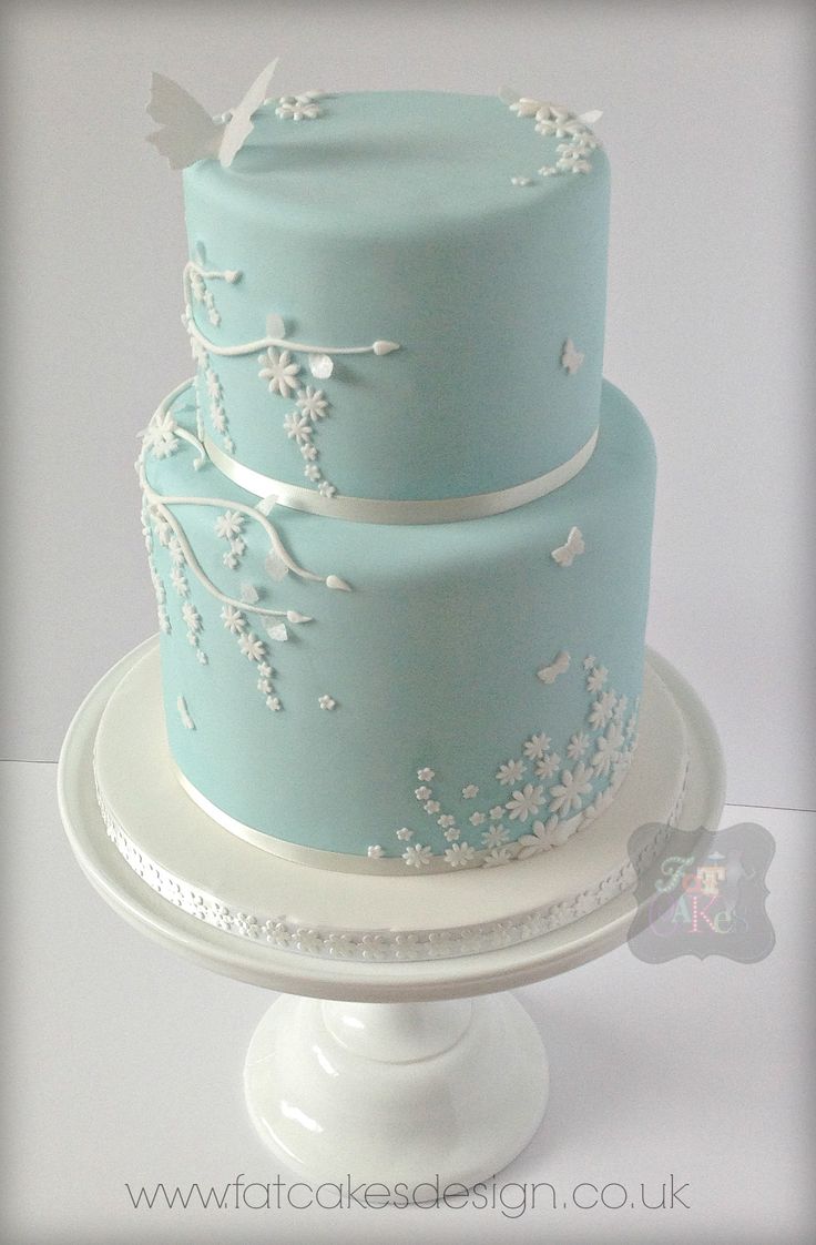 Light Blue and White Wedding Cake