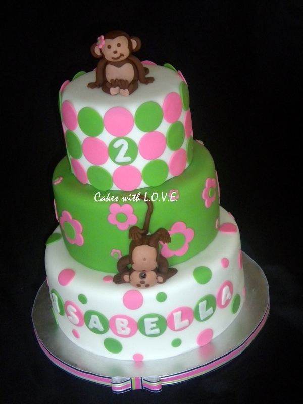 Mod Monkey Girl Birthday Cake