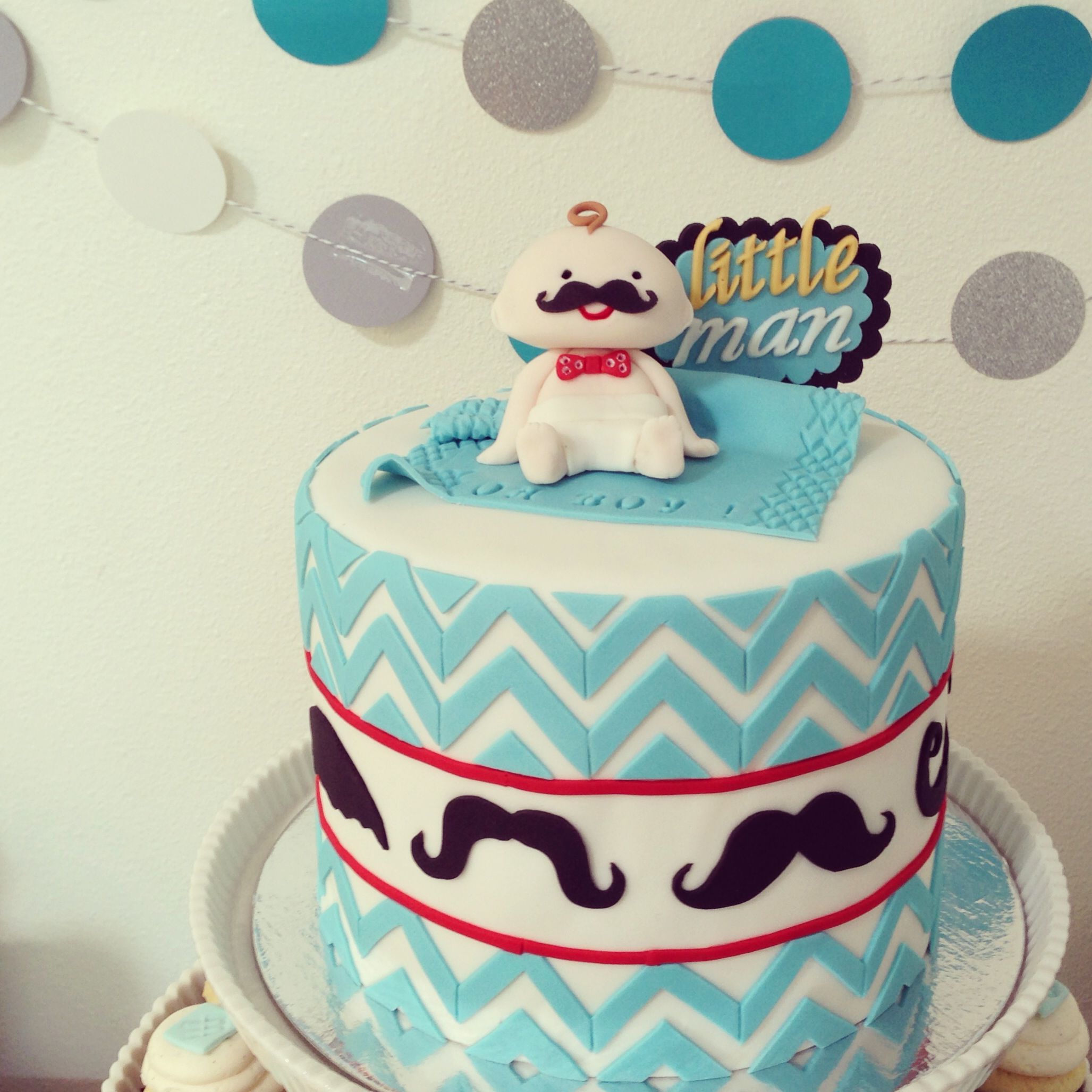 Mustache Baby Shower Cake