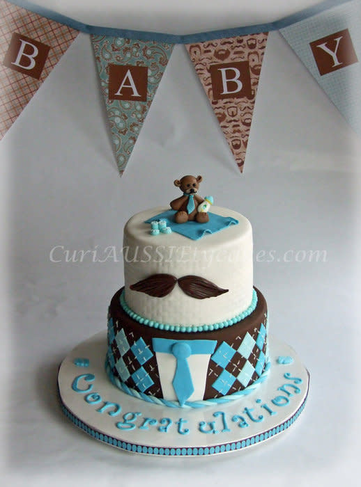 Mustache Theme Baby Shower Cake