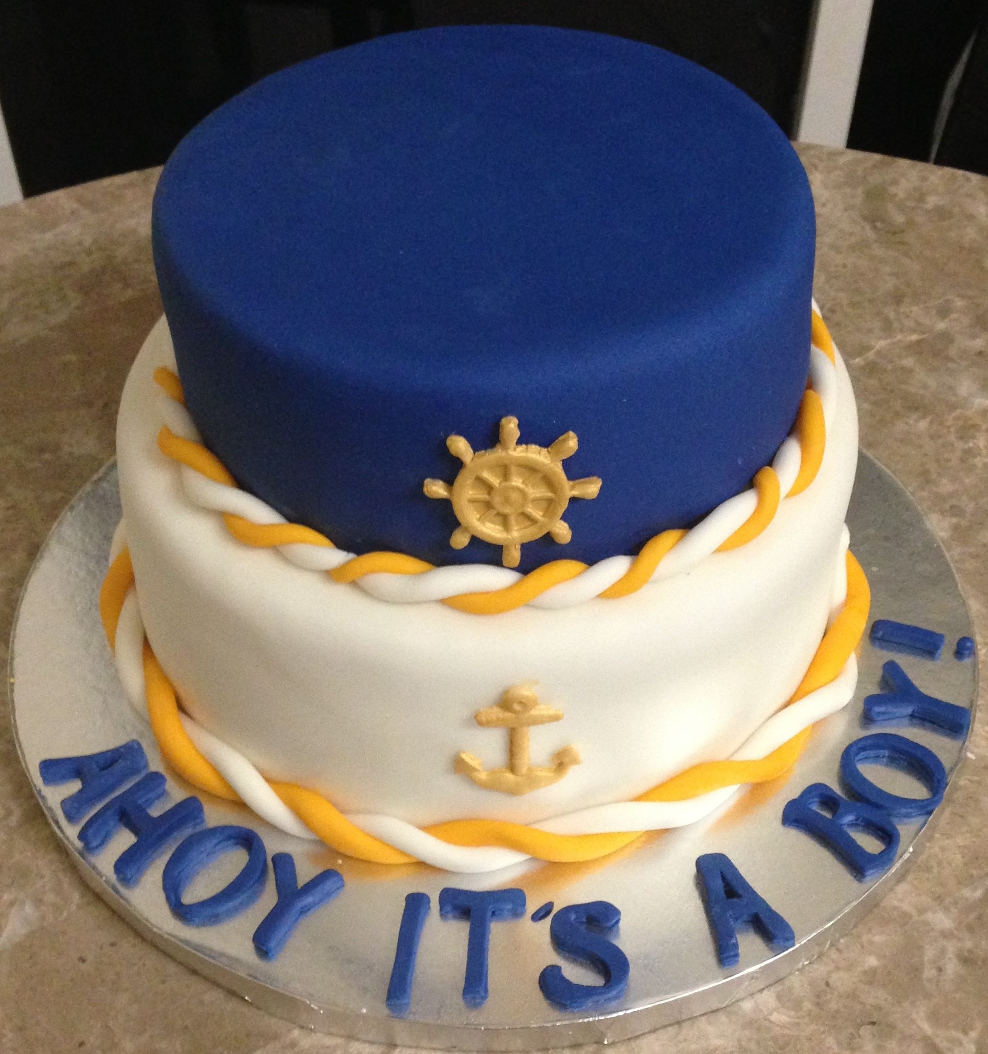 8 Photos of Nautical Baby Cakes