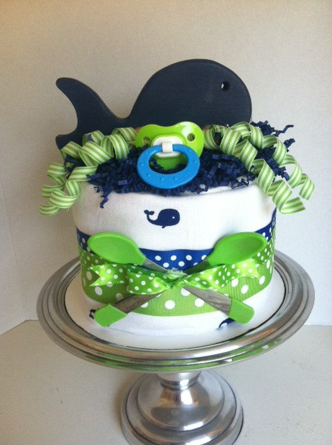 Navy Blue and Lime Green Baby Shower Cakes