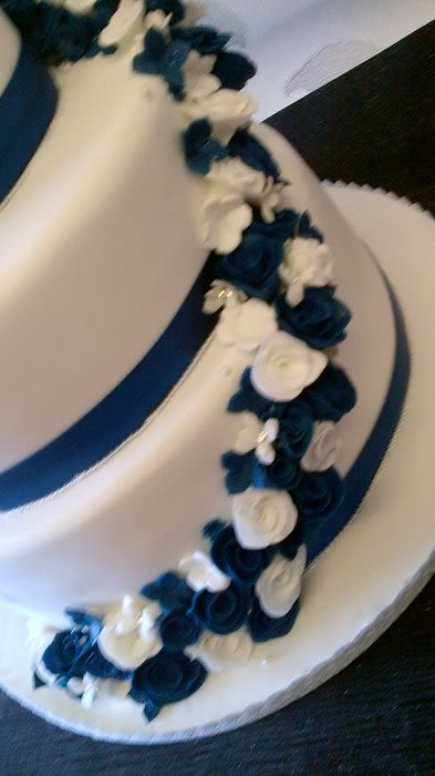 Navy Blue and White Wedding Cake