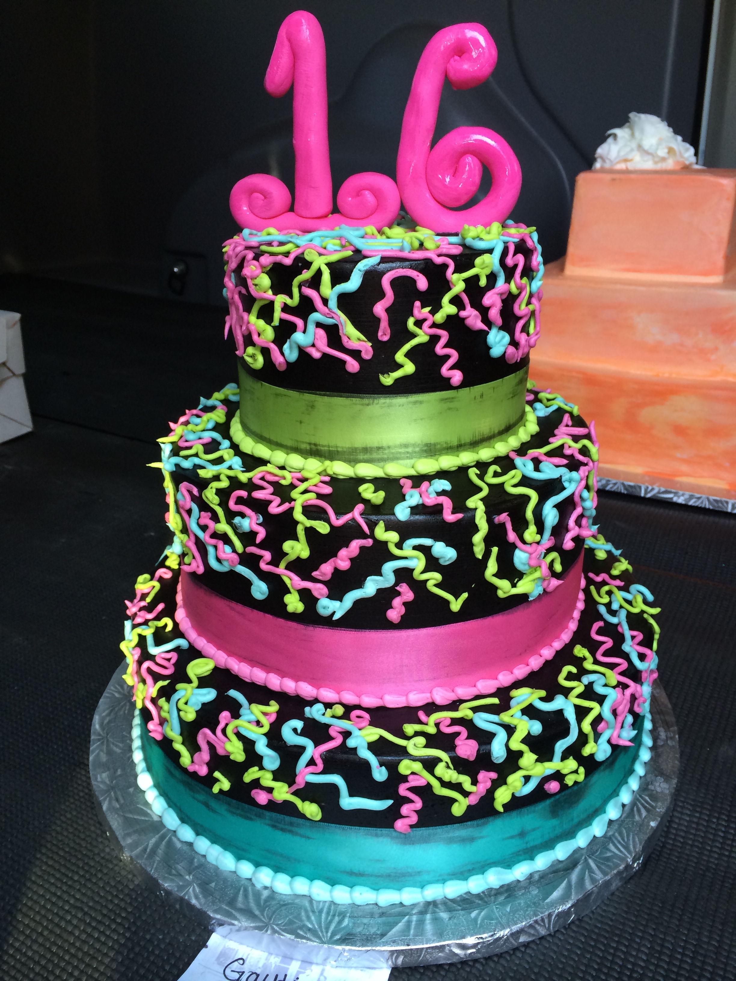 Neon Sweet 16 Birthday Cakes