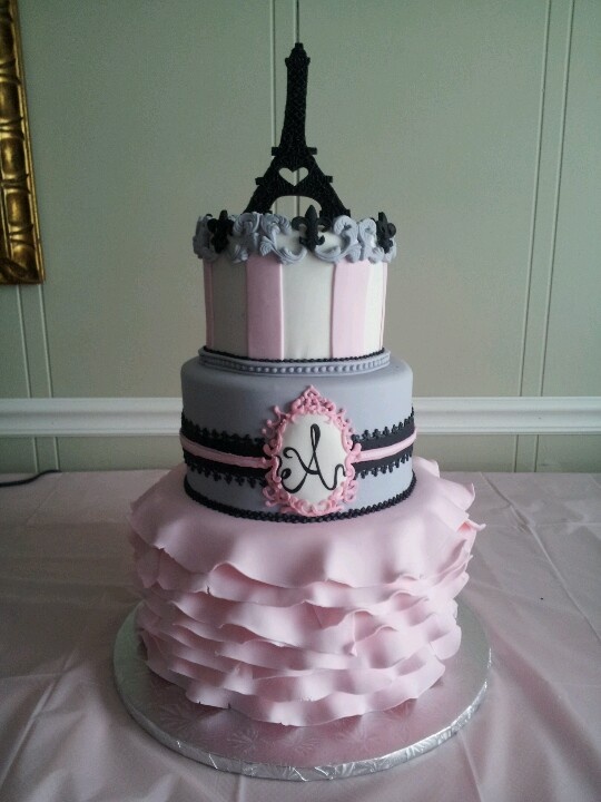 Paris Themed Baby Shower Cake