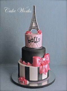 Paris Themed Birthday Cake