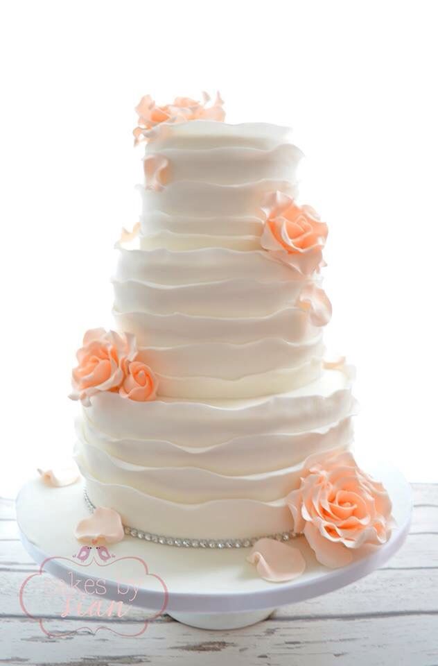 Peach Rustic Wedding Cake