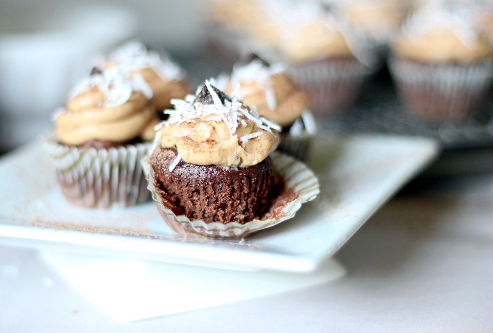 Peanut Butter Brownie Cupcakes with Frosting