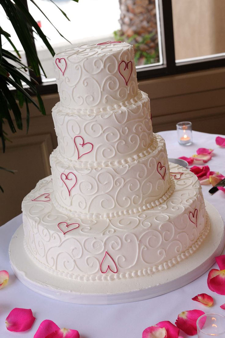 Pink and Blue Wedding Cakes with Hearts