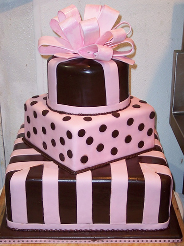 Pink and Chocolate Wedding Cake