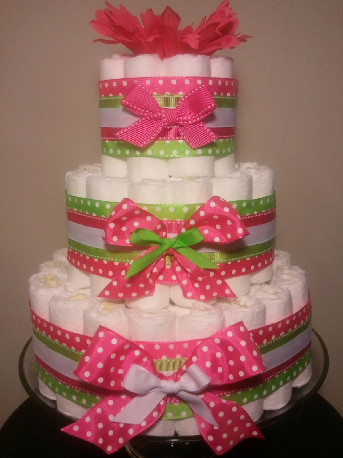 Pink and Green Diaper Cake