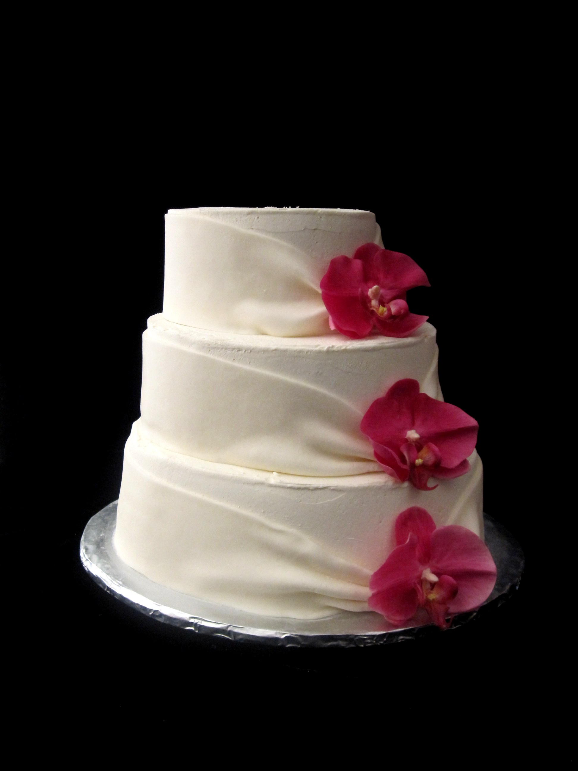 Pink and White Orchid Wedding Cake