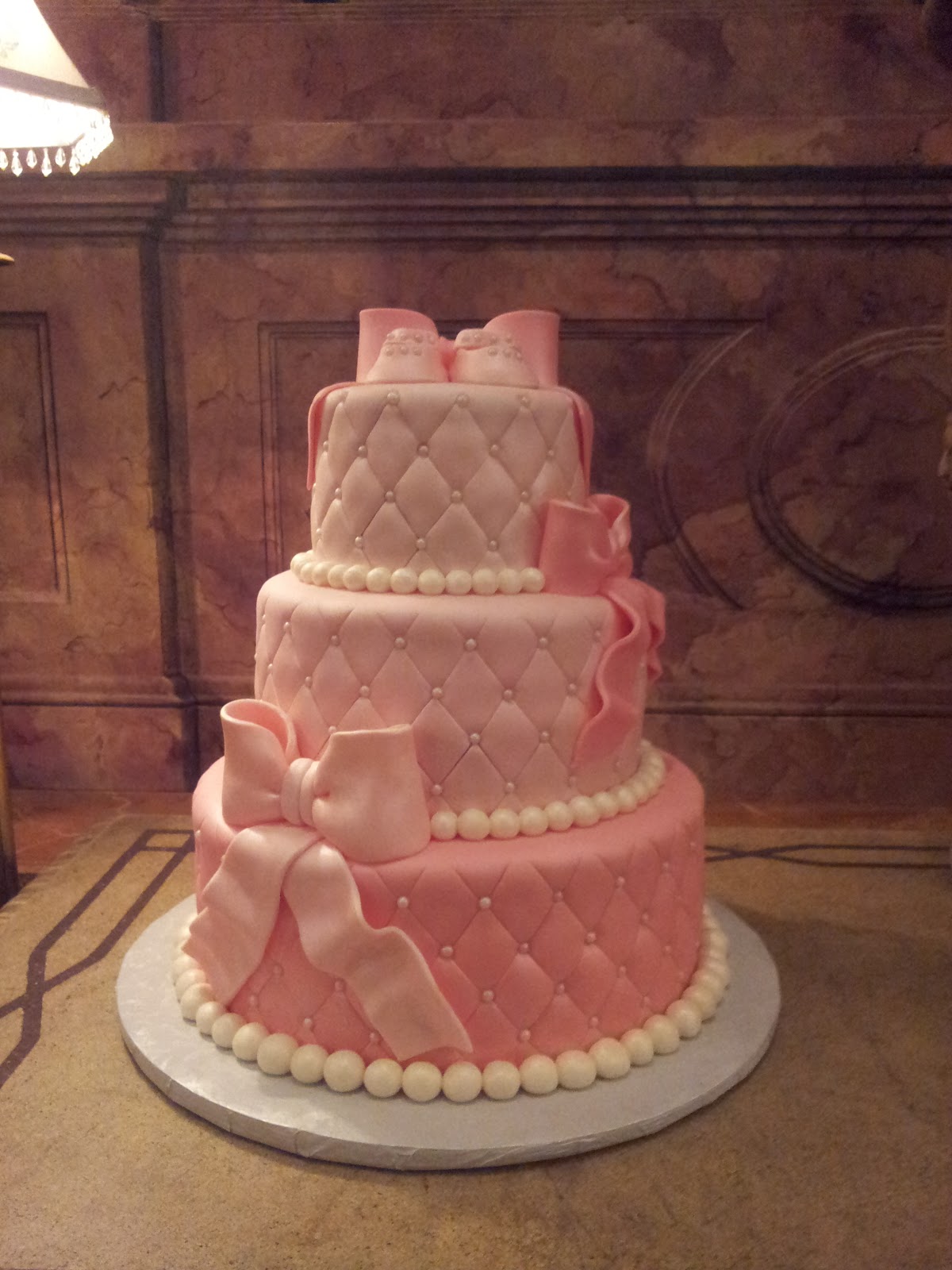 Pink Baby Shower Cakes with Pearls