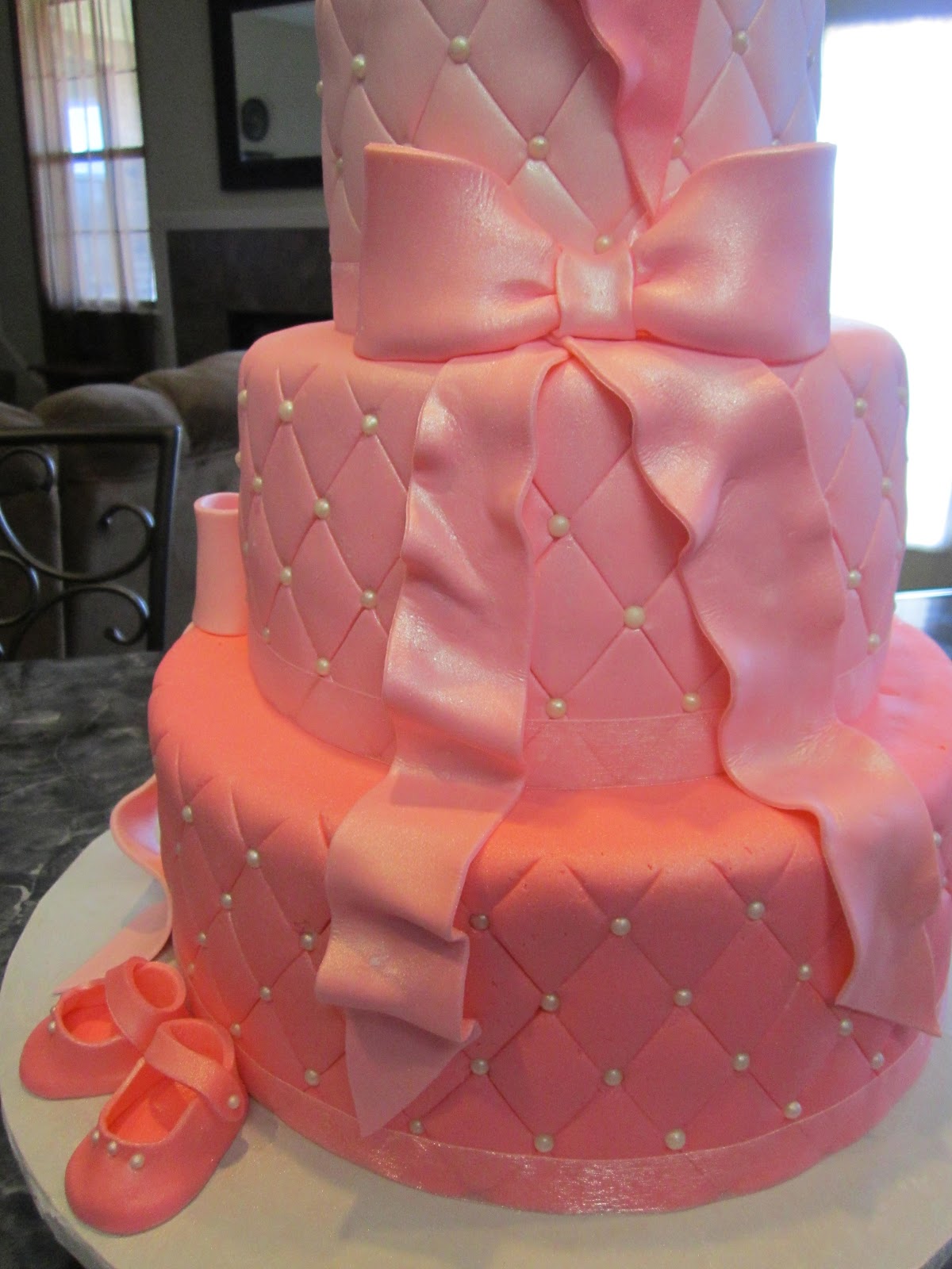 Pink Baby Shower Cakes with Pearls