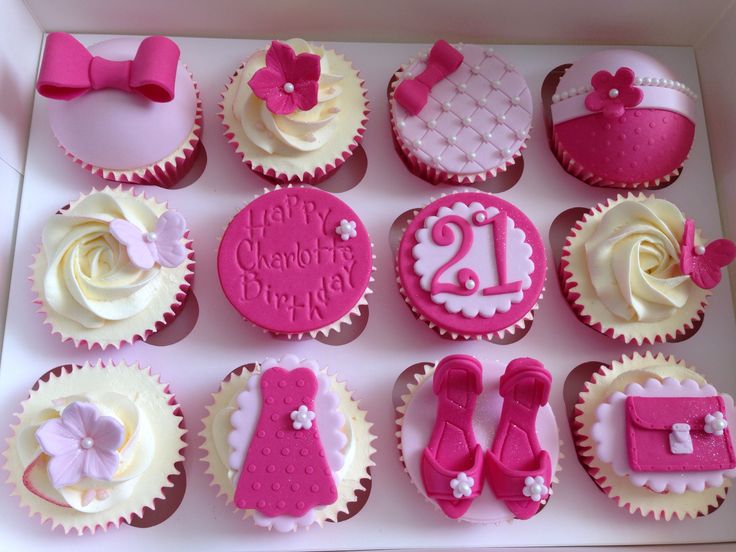 Pink & Lilac Girly Birthday Cupcakes Pink & Lilac Girly Birthday Cupcakes