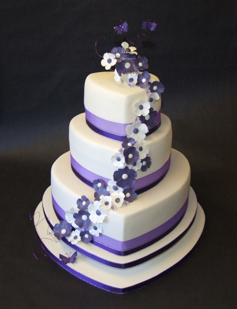 Purple Hearts Wedding Cake