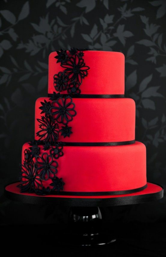 Red and Black Wedding Cake