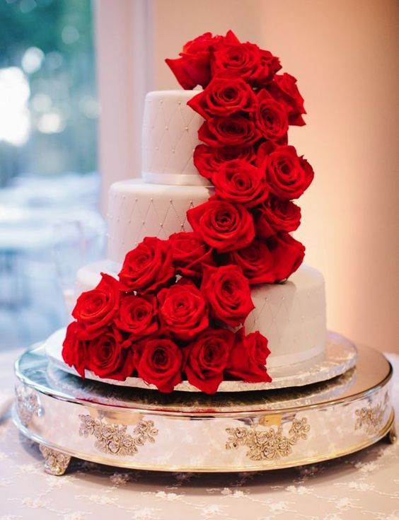 Red Rose Wedding Cake