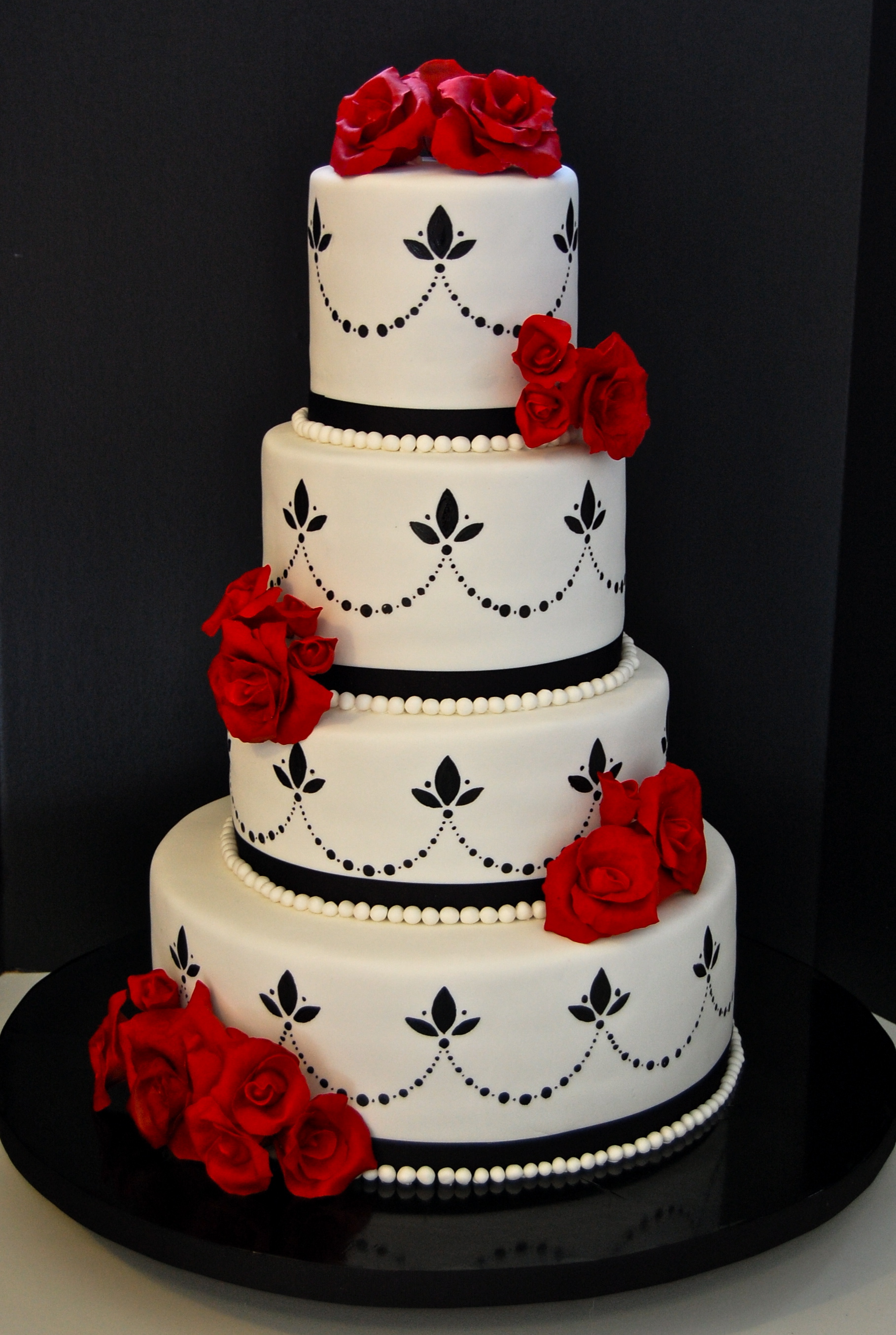 Red White and Black Wedding Cake