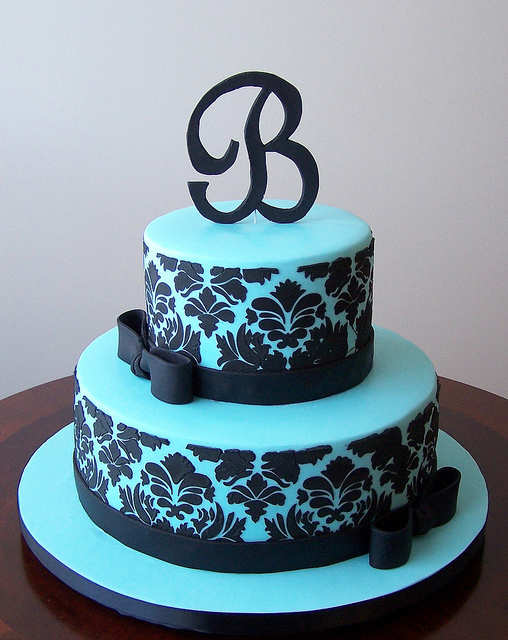 Tiffany Blue and Black Birthday Cake