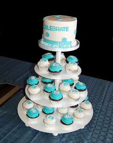 Tiffany Blue Birthday Cake and Cupcakes