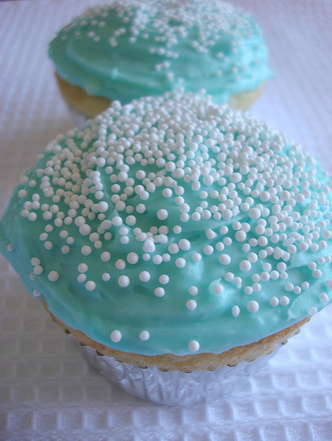 Tiffany Blue Cupcakes with Sprinkles