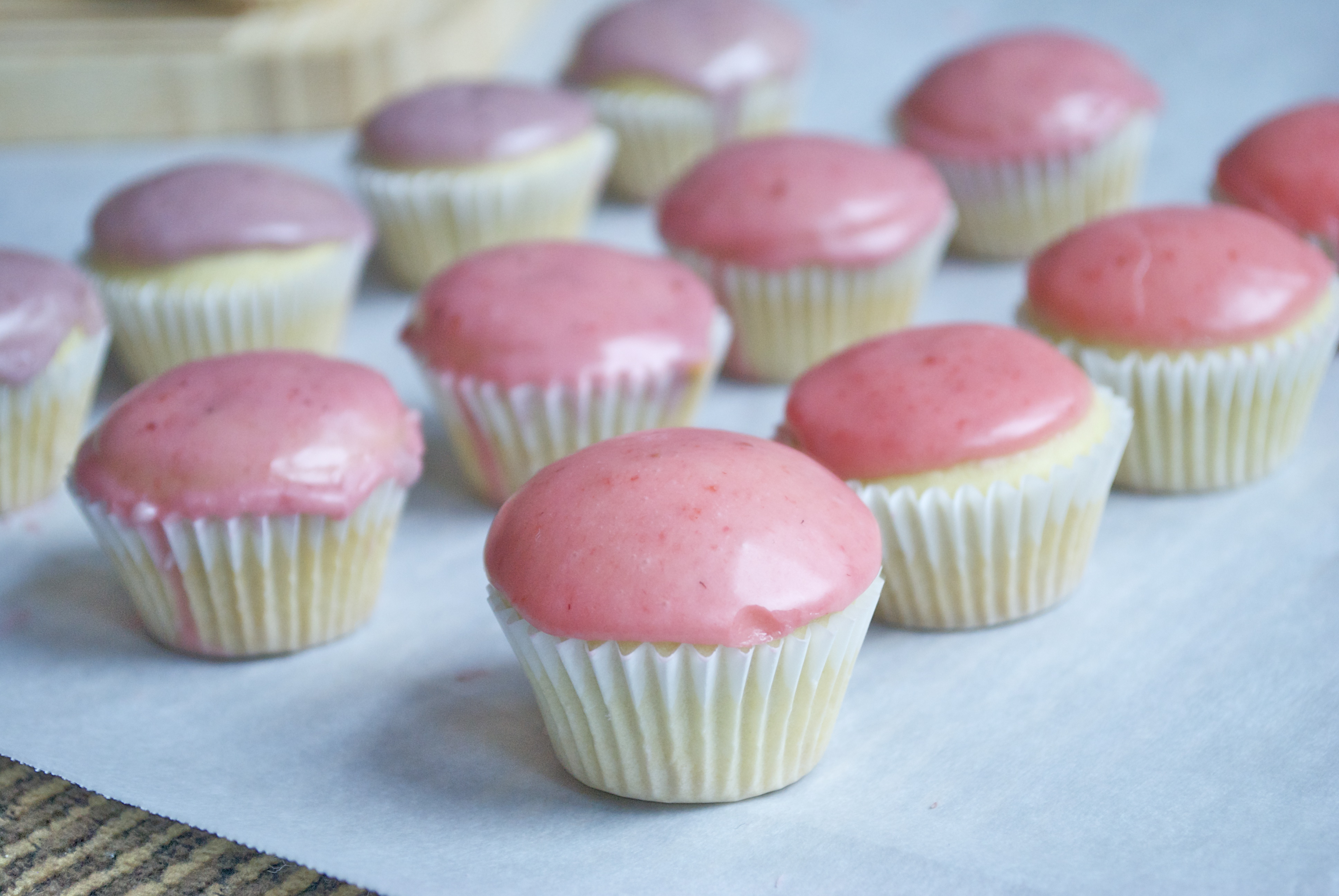 Vanilla Cupcakes with Fruit Glaze