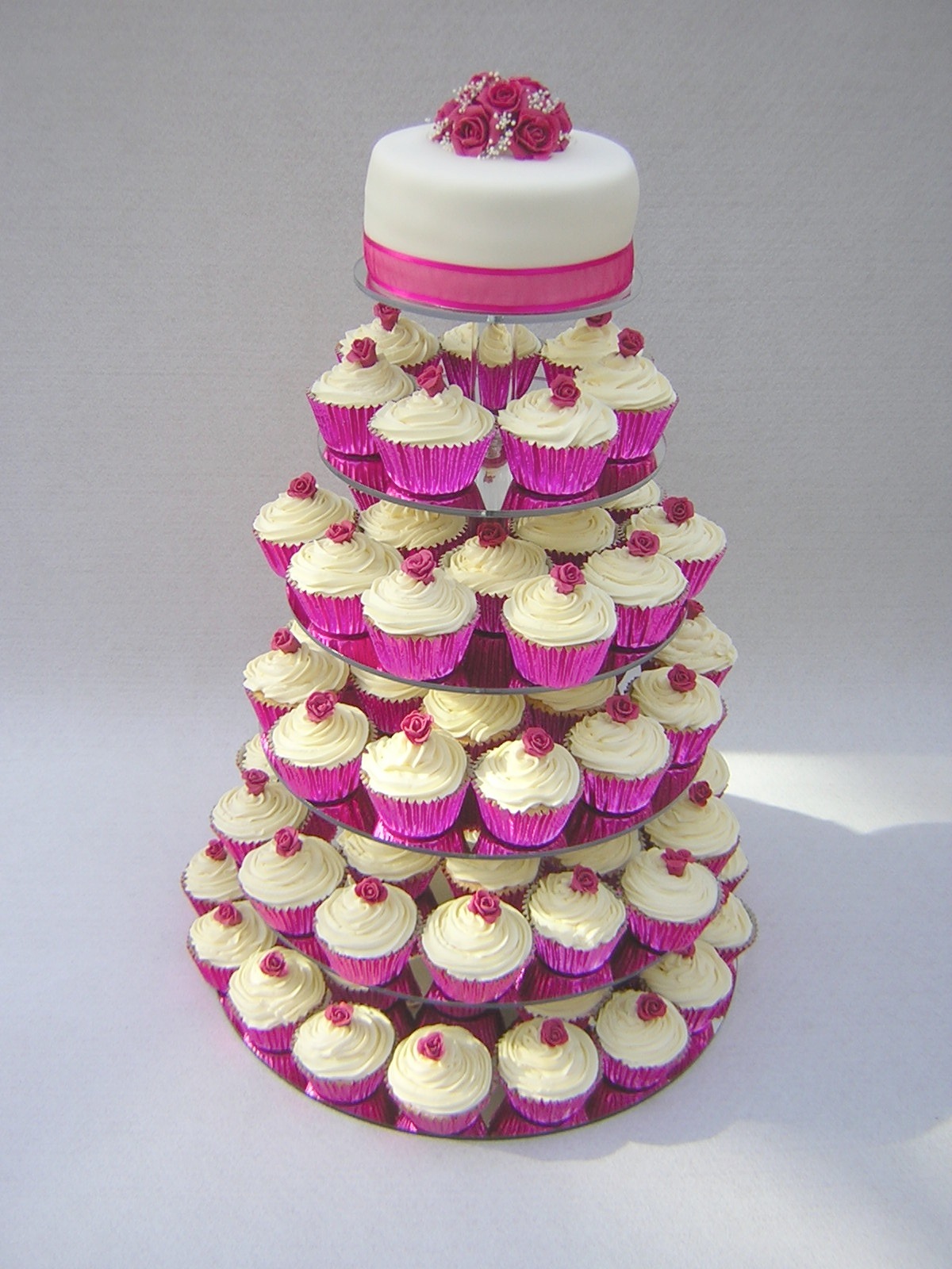 Wedding Cake with Cupcakes Wedding Cake with Cupcakes