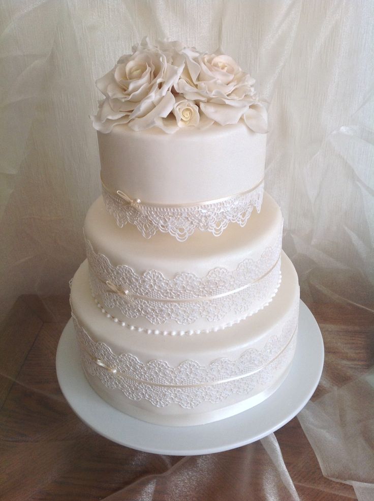 Wedding Cake with Edible Lace