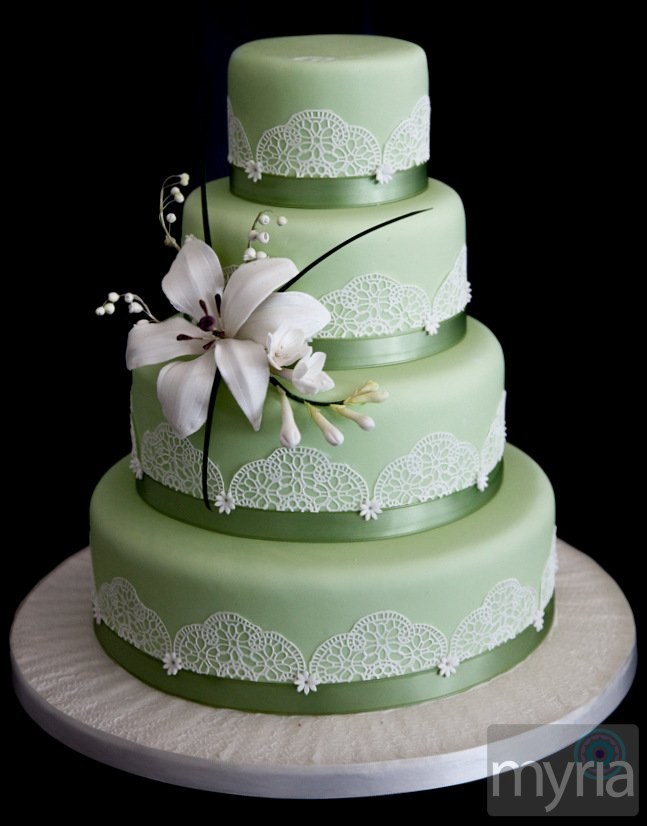 Wedding Cake with Edible Lace Wedding Cake with Edible Lace