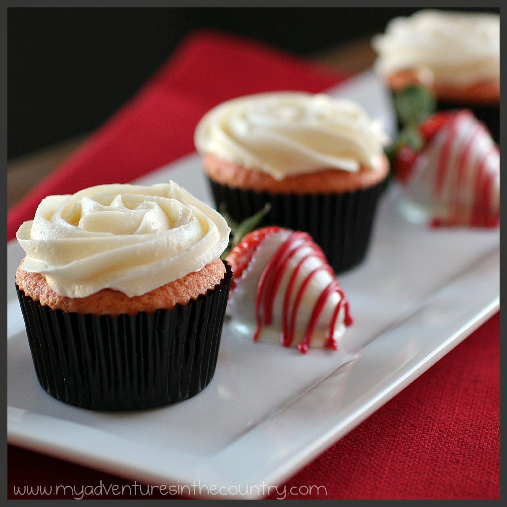 White Chocolate Cupcake with Strawberry Frosting
