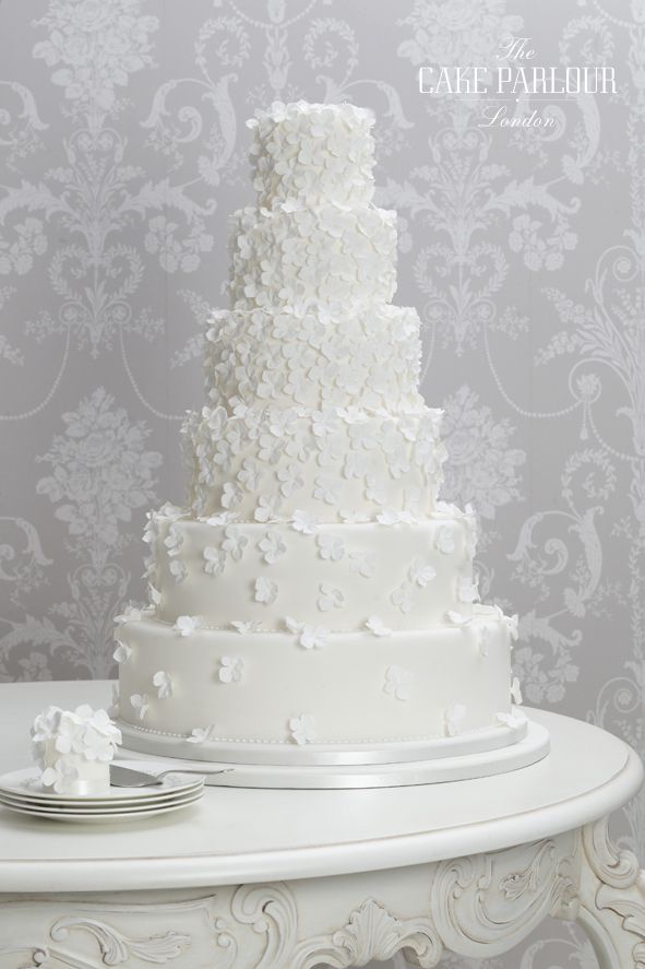 White Hydrangea Wedding Cake