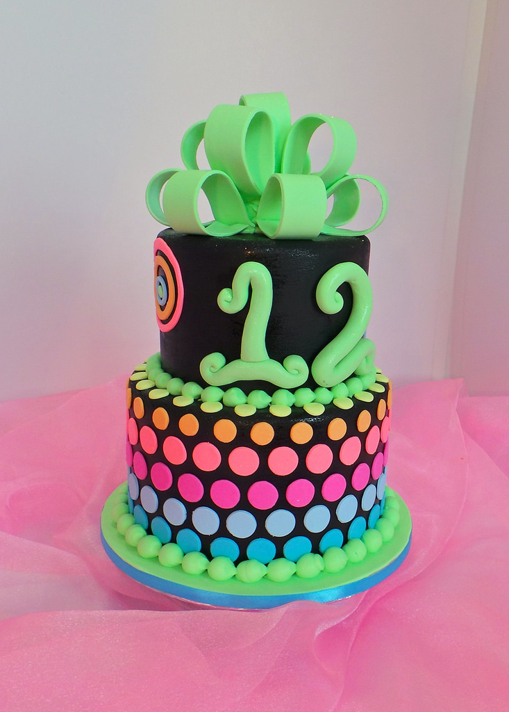 White Neon Birthday Cake Ideas