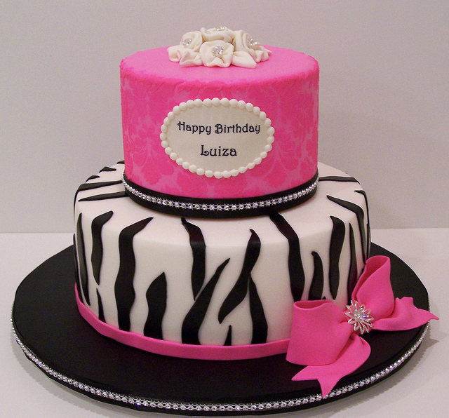 Zebra Print Birthday Cake